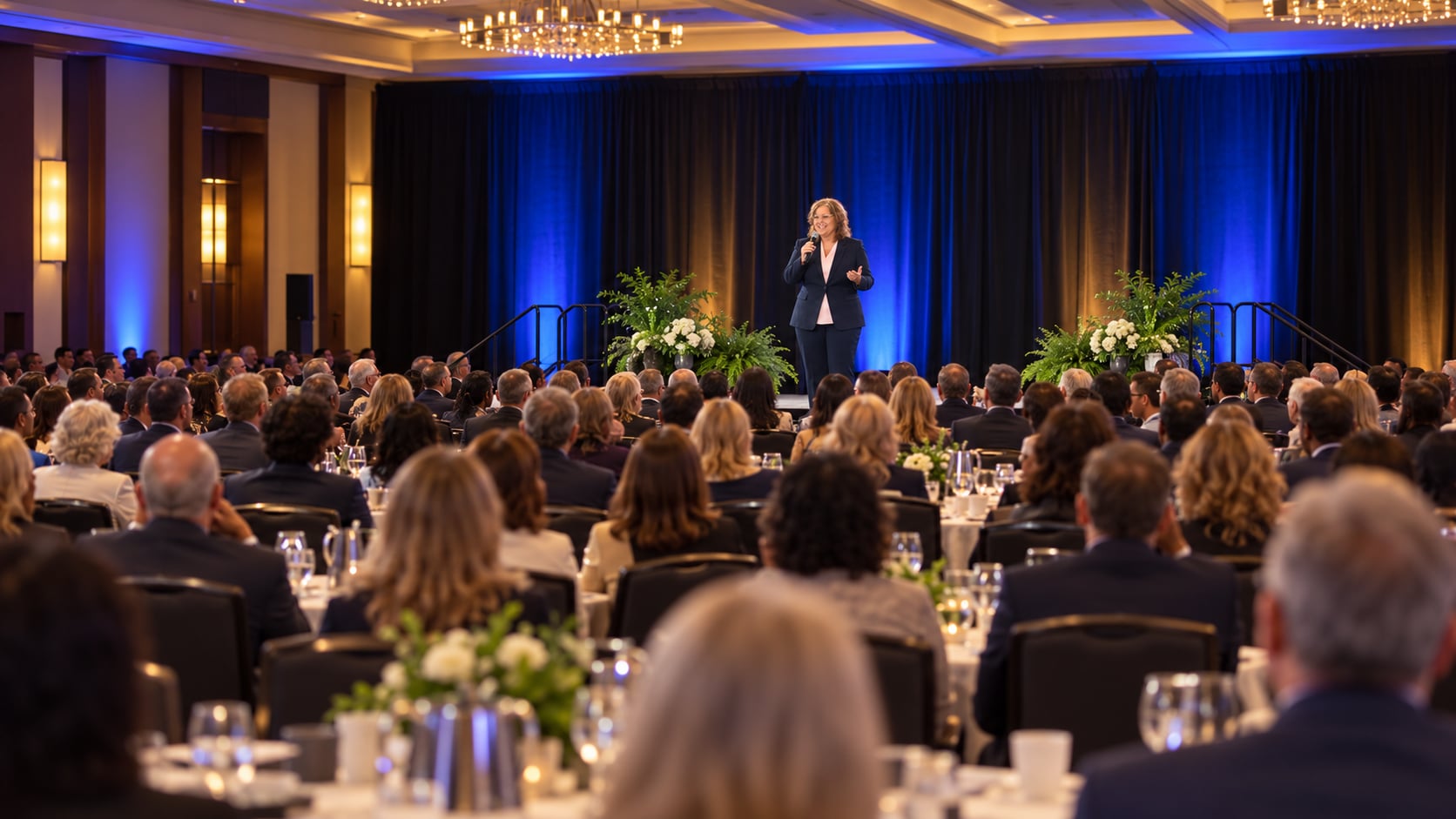 Charlotte Edwards speaking at a leadership training session